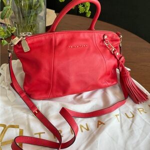 Trina Turk Red Leather Handbag w/ dust bag EUC